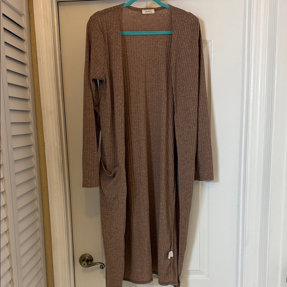 Pinc Tan Knit Long Cardigan